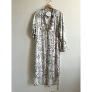 Bohome Women's White Printed High/low Shirt BEACH Dress SIZE S
